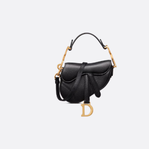 Black goatskin mini bag with strap